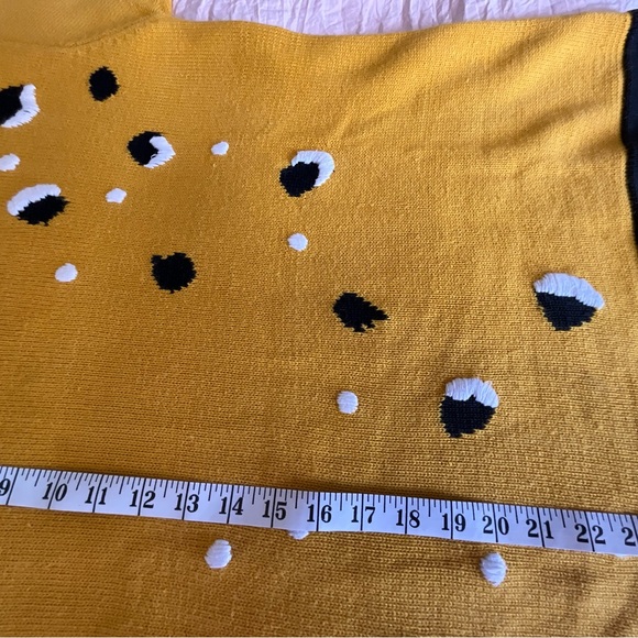 Andrea Gayle VTG Pullover Sweater Size M Embroidery Dark Mustard Shoulder Pads - Picture 6 of 6